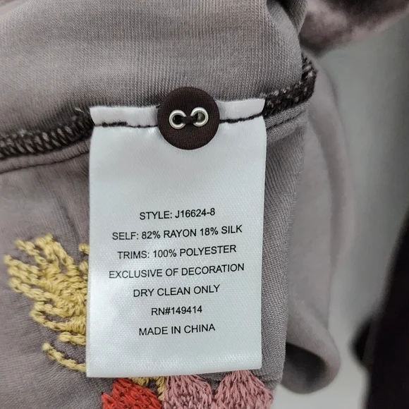 Johnny Was Velvet Kimono Sleeve Brown Luciana Butterfly Shirt Women's Size XS - Picture 12 of 12